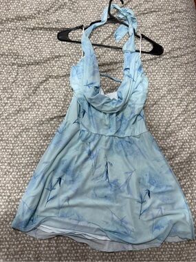 H&M Light Blue Halter Mini Dress